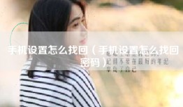 手机设置怎么找回（手机设置怎么找回密码）