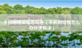 手机网络很慢怎么办（手机网络慢怎么办快速解决）