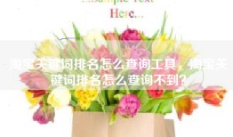 淘宝关键词排名怎么查询工具，淘宝关键词排名怎么查询不到？
