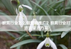 教育行业怎么做营销推广？教育行业打造流量池方案